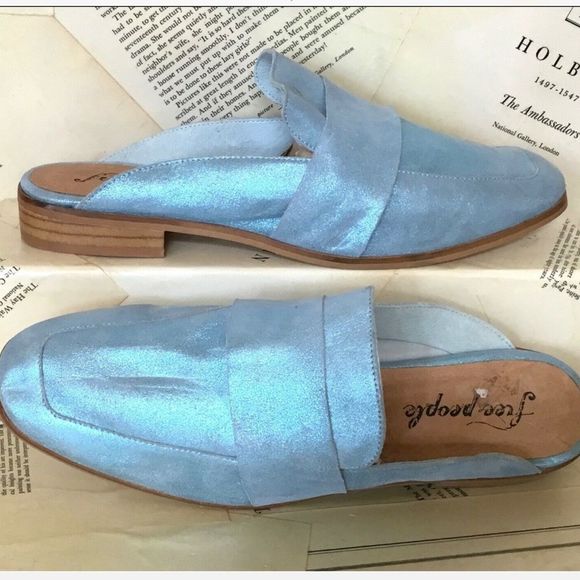Free People Shoes - Free People Metallic Loafers blue Leather 40/9-9.5